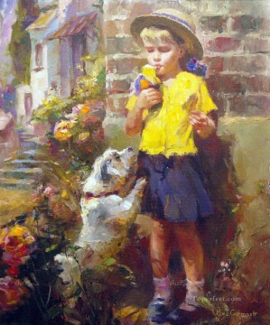 Pets and Children Painting - kid dog MIG 61 pet kids